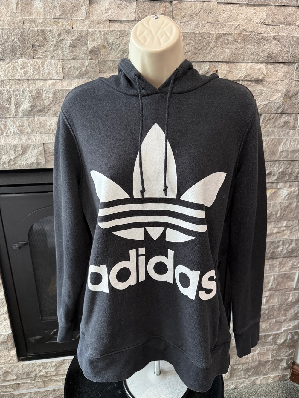Adidas Black Pullover with White Trefoil Logo